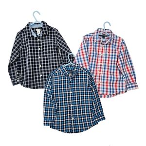 Various Brands Boys Long Sleeved Button Down Shirts Blue Plaid Size 4t, 4, 4/5,
